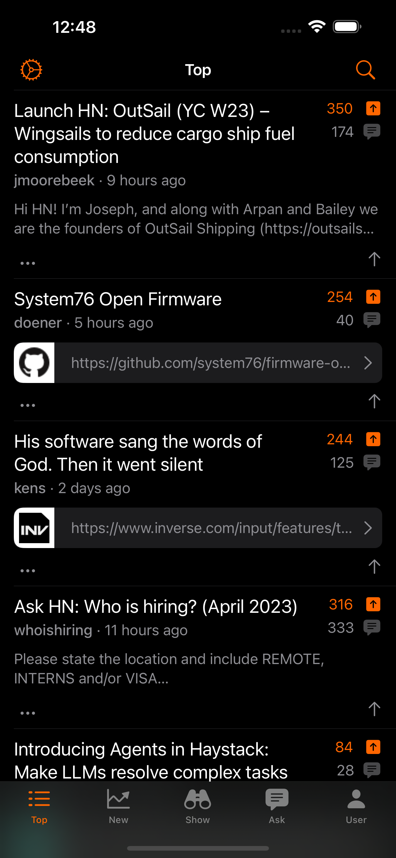 Saturn - HN Reader App - Screenshot 1